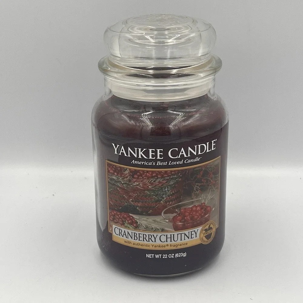 Large Yankee Candle Cranberry Chutney 22oz Jar With Lid Brand NEW Burgundy